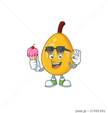 With ice cream fresh loquat cute cartoon character style. 57495391