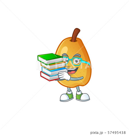 Student with book fragrant pear cartoon character with mascot Student with book fragrant pear cartoon character with mascot 57495438