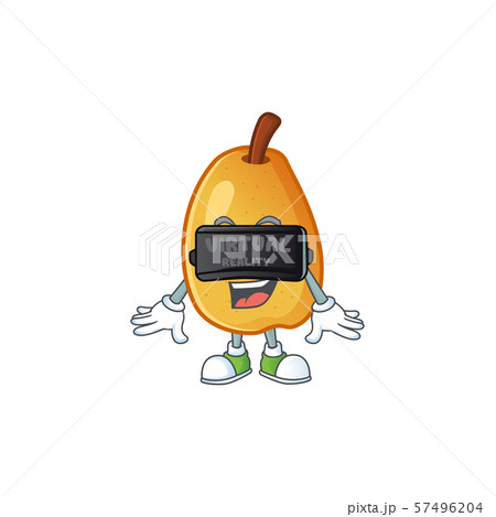 Virtual reality ripe fragrant pear fruit cartoon character 57496204