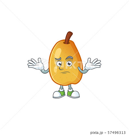 Grinning sweet fragrant pear cartoon on white background 57496313