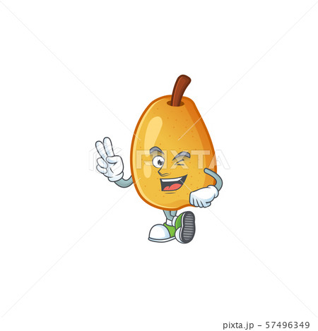 Two finger sweet fragrant pear cartoon on white background Two finger sweet fragrant pear cartoon on white background 57496349