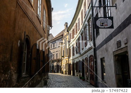 cesky krumlov town alleyway cesky krumlov town alleyway 57497422