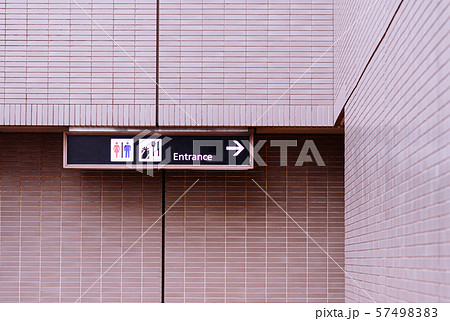 Airport information sign with direction to toilet, Airport information sign with direction to toilet, 57498383