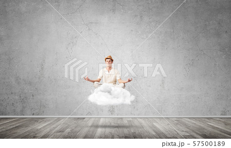 Young man keeping mind conscious. 57500189