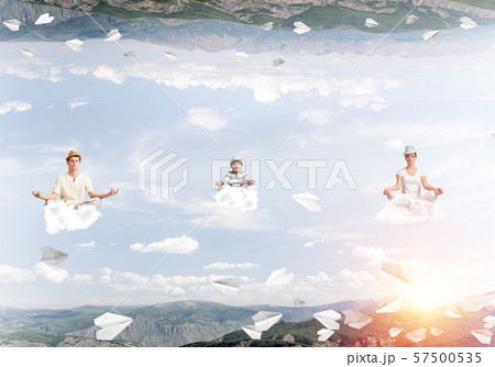 Young family keeping mind conscious. Young family keeping mind conscious. 57500535