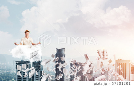 Young man keeping mind conscious. 57501201