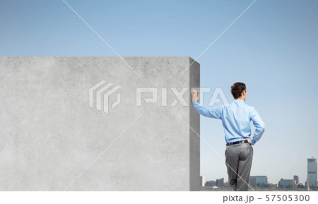 Guy and concrete empty banner 57505300