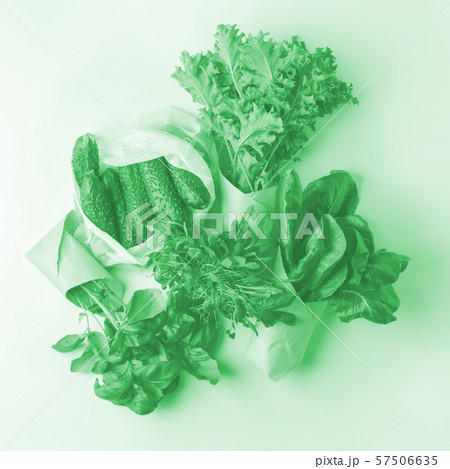 fresh vegetables in eco cotton bags, paper package 57506635