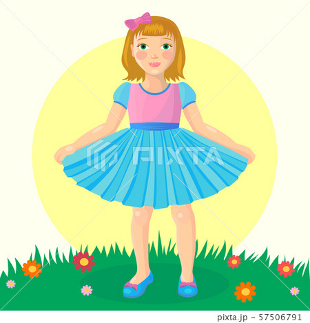 Little girl in a dress. Vector illustration Little girl in a dress. Vector illustration 57506791