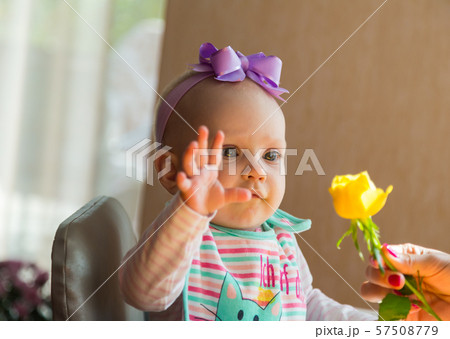 Baby rejoices in a flower Baby rejoices in a flower 57508779