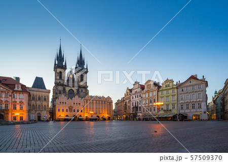 Old town square in Prague city, Czech Republic at night. Old town square in Prague city, Czech Republic at night. 57509370