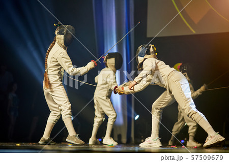 Junior Girls at a foil fencing tournament 57509679