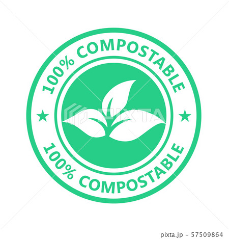 Compostable product label, plastic free icon - eco 57509864