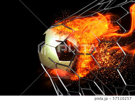 A Flame Soccer Ball That Breaks Through The Stock Illustration