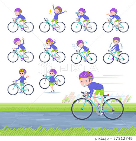 flat type blond hair boy White_road bike 57512749