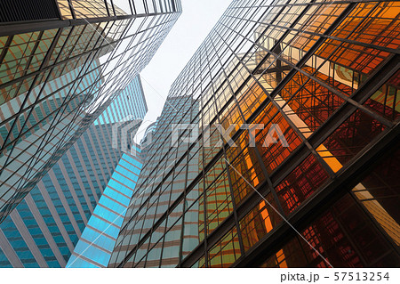 Golden building. Windows glass of modern office 57513254