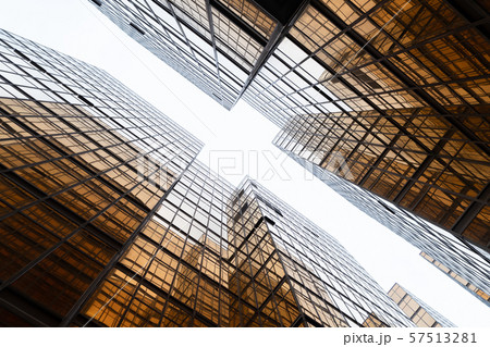 Golden building. Windows glass of modern office 57513281