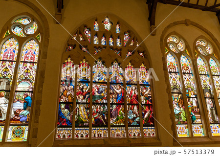 教会のステンドグラス 那須ステンドグラス美術館にての写真素材