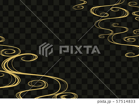 和柄背景 流水紋と市松模様 ブラックゴールドのイラスト素材 57514833 Pixta