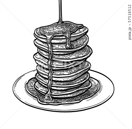 Ink sketch of pancakes. Ink sketch of pancakes. 57516512