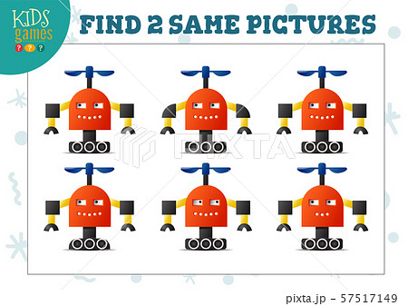 Find two same pictures kids game vector 57517149