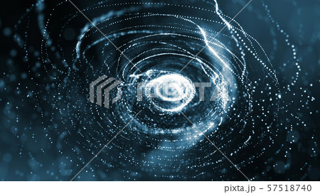 3d rendering background of glowing particles that form curved lines and 3d surfaces, grid with depth 57518740