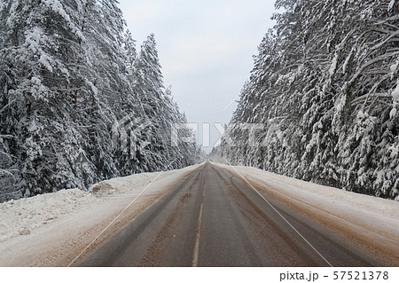 slippery winter road slippery winter road 57521378