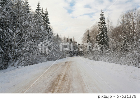 slippery winter road slippery winter road 57521379