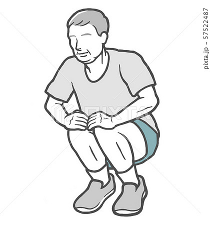 屈伸　老人　おじいさん　ストレッチ　外 57522487