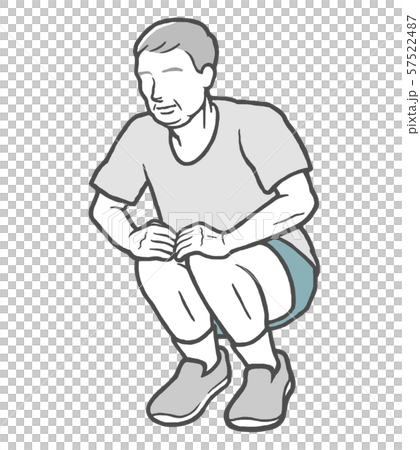 屈伸　老人　おじいさん　ストレッチ　外 57522487