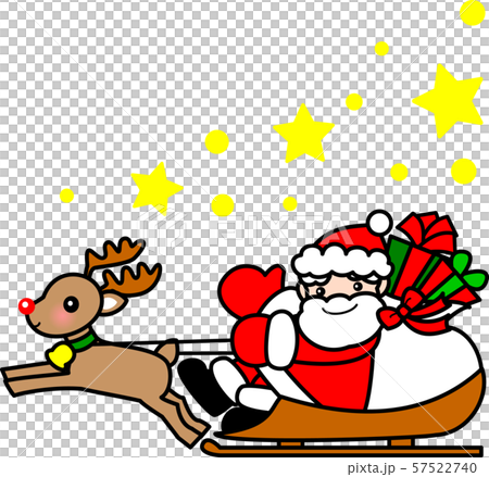 サンタクロースとトナカイ そり クリスマス サンタクロースとトナカイ そり クリスマス 57522740