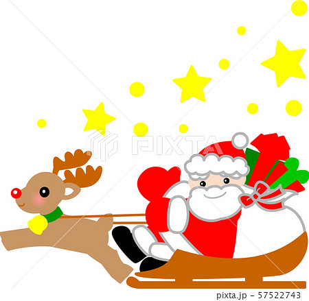 サンタクロースとトナカイ そり クリスマスのイラスト素材 57522743 Pixta