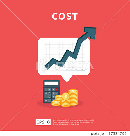 cost fee spending increase with arrow rising up 57524795