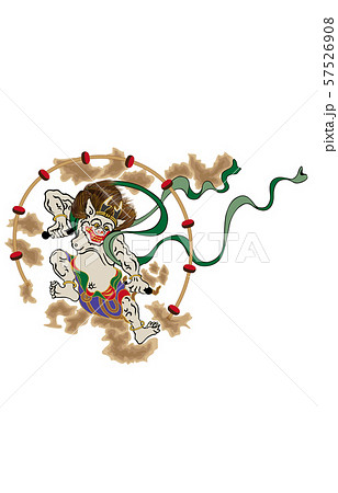 雷神白バック縦中のイラスト素材 雷神白バック縦中のイラスト素材
