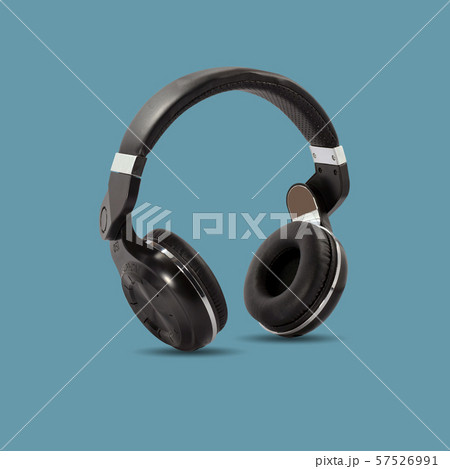 Black wireless headphone isolated Black wireless headphone isolated 57526991