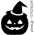 ハロウィン　カボチャ　帽子　シルエット 57529229