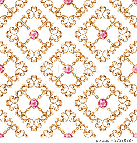 Seamless luxury golden pattern with ruby 57530837