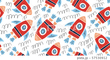 Childish seamless pattern with hand drawn rockets Childish seamless pattern with hand drawn rockets 57530912