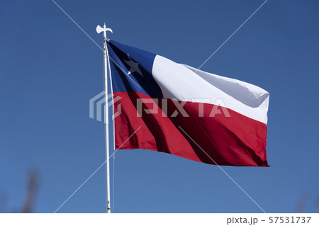 Chilean Flag Flying in a Light Breeze 57531737