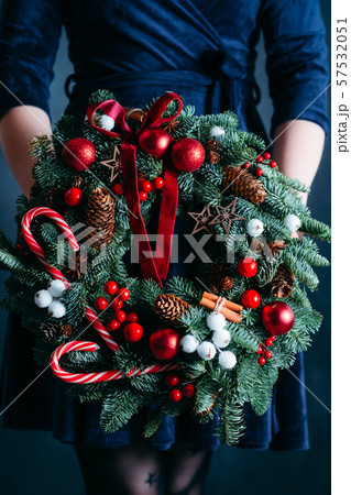 winter interior decoration lady christmas wreath winter interior decoration lady christmas wreath 57532051