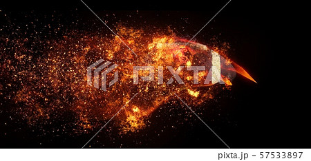 炎に包まれた抽象的なラグビーボールのイラスト素材