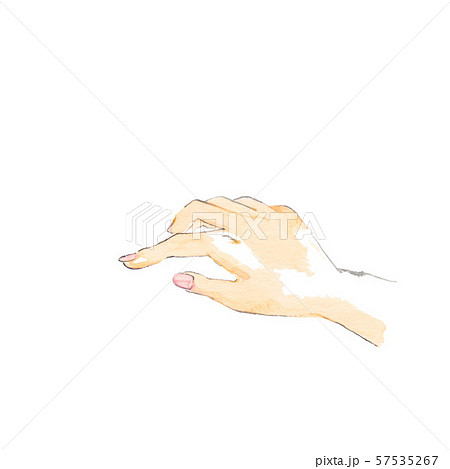 女性の手 人差し指で軽く触れるポーズ 線描のイラスト素材