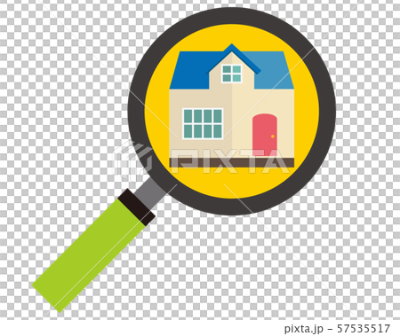 住宅　家　イラスト　一軒家　マイホーム　査定　虫眼鏡　見積 57535517