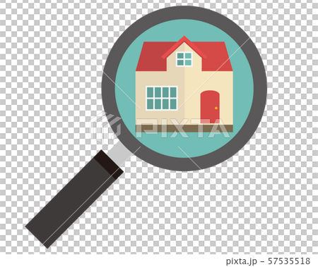 住宅　家　イラスト　一軒家　マイホーム　査定　虫眼鏡　見積 57535518