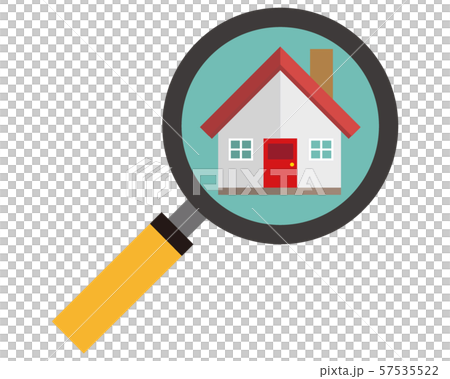 住宅　家　イラスト　一軒家　マイホーム　査定　虫眼鏡　見積 57535522
