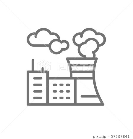 Air pollution of factory, plant carbon dioxide emissions line icon. Air pollution of factory, plant carbon dioxide emissions line icon. 57537841