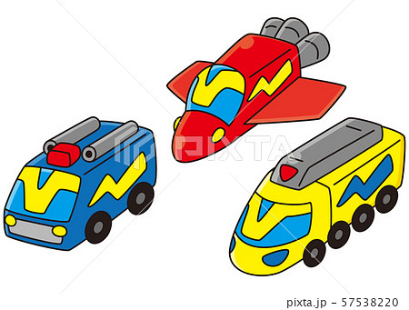 戦隊ヒーロー風の乗り物おもちゃのイラスト素材 5753