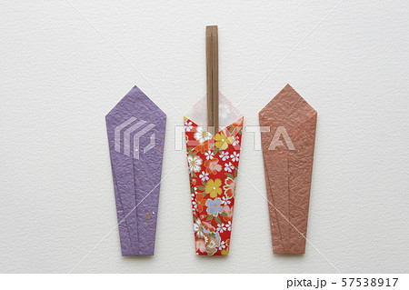 和紙折り紙箸袋の写真素材