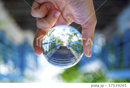 Blue stairs through the lensball 57539265