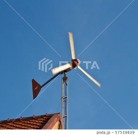 Wind turbines on the roof home 57539839